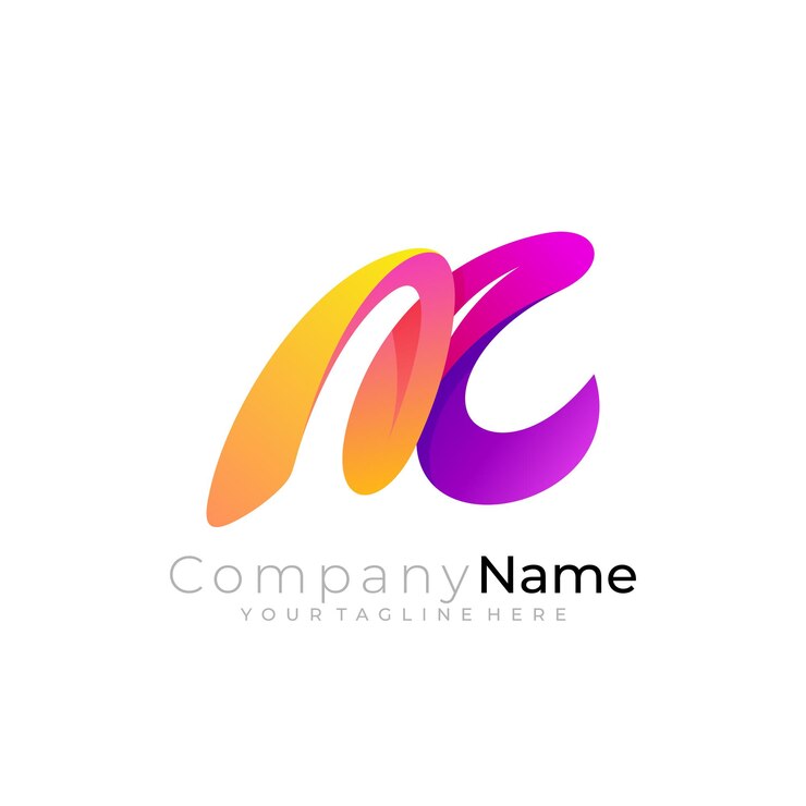 Vector logotipo n y combinación de diseño de icono c logotipos coloridos en 3d