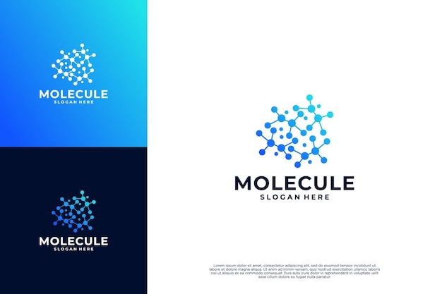 Logotipo de nanotecnología Logotipo de estructura atómica Logotipo de molécula abstracta