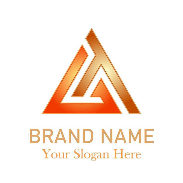 un logotipo naranja y dorado con un triángulo naranja en él
