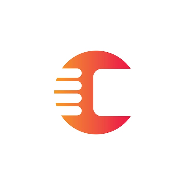Logotipo naranja y rojo con la letra c