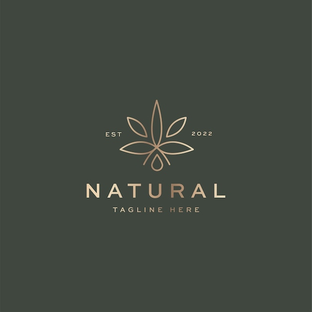 Logotipo natural de aceite de hoja de marihuana