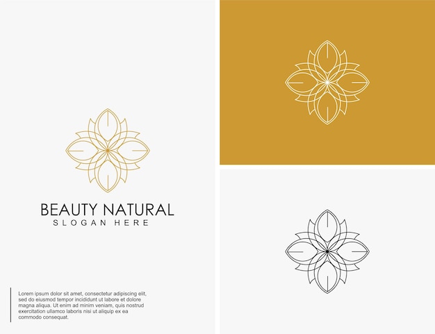 Vector logotipo natural de belleza de lujo