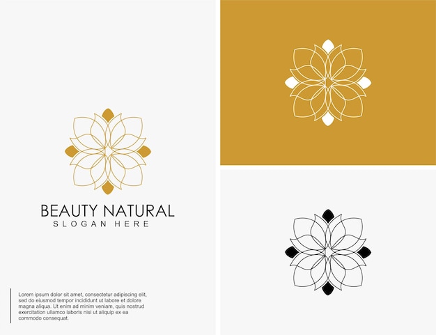 Vector logotipo natural de belleza de lujo