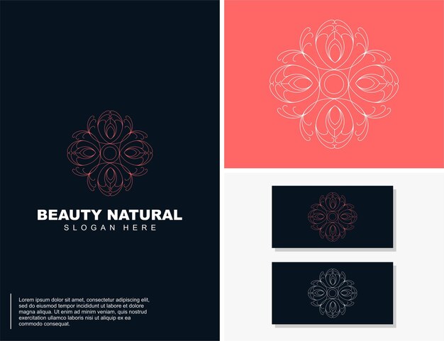 Vector logotipo natural de belleza de lujo