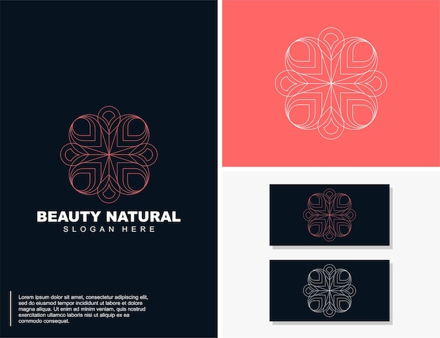 Vector logotipo natural de belleza de lujo