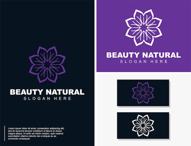 Vector logotipo natural de belleza de lujo