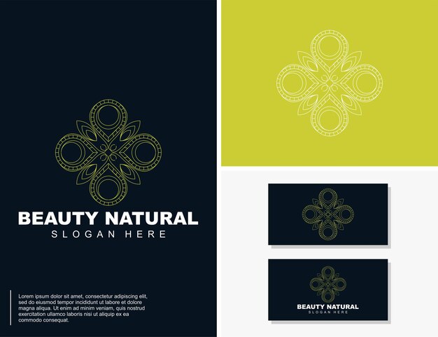 Vector logotipo natural de belleza de lujo