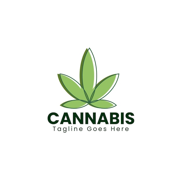 Logotipo natural de hojas de cannabis verde