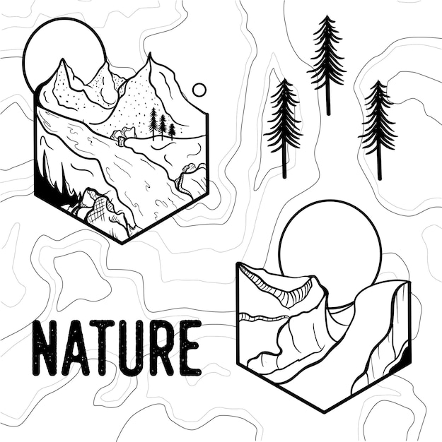 logotipo de naturaleza de arte lineal