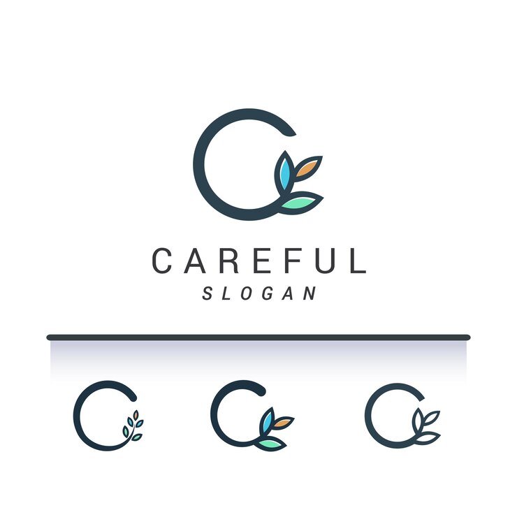 Vector logotipo de la naturaleza cuidadosa de la letra c