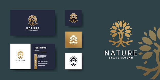 Logotipo de la naturaleza con diseño de hoja creativa Vector Premium