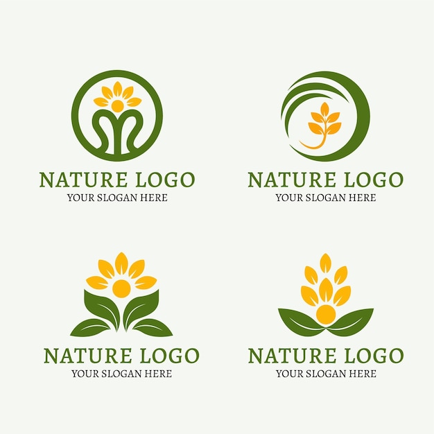 Logotipo naturaleza hoja flor empresa moderno negocio verde