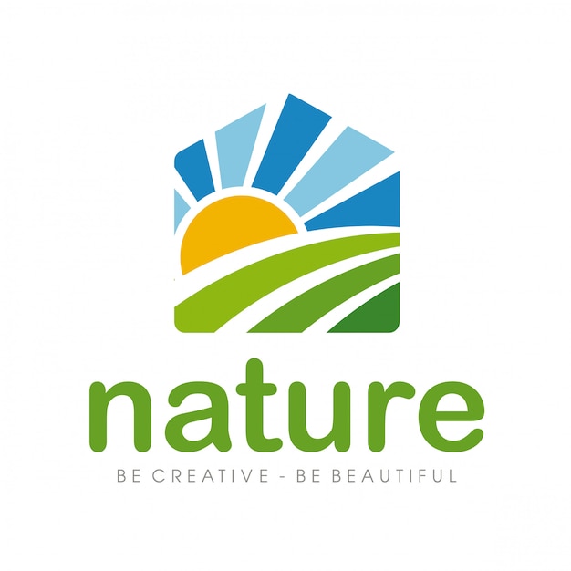 Logotipo de la naturaleza y logotipo de la granja