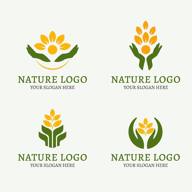 Logotipo naturaleza mano empresa moderno negocio verde