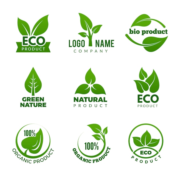 Logotipo de la naturaleza. salud natural ecológica a base de hierbas con conjunto de hojas de vector