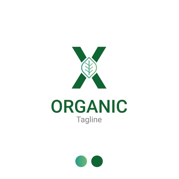 Logotipo de naturaleza simple X o plantilla de diseño de logotipo orgánico