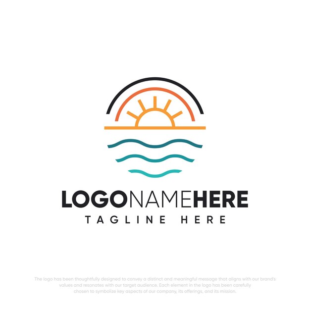 logotipo de naturaleza vectorial libre con sol de playa
