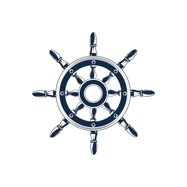 El logotipo náutico El icono del club de barcos La brújula de navegación El capitán del yate del marinero La insignia de la rueda de vela