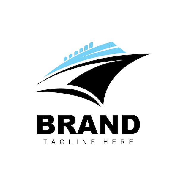 Logotipo De La Nave Vector De Transporte Oceánico Y Logística De Carga De Cruceros Escuela De Vela Lancha Rápida