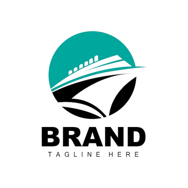 Logotipo De La Nave Vector De Transporte Oceánico Y Logística De Carga De Cruceros Escuela De Vela Lancha Rápida