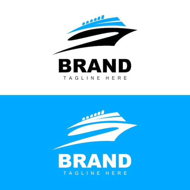 Logotipo De La Nave Vector De Transporte Oceánico Y Logística De Carga De Cruceros Escuela De Vela Lancha Rápida