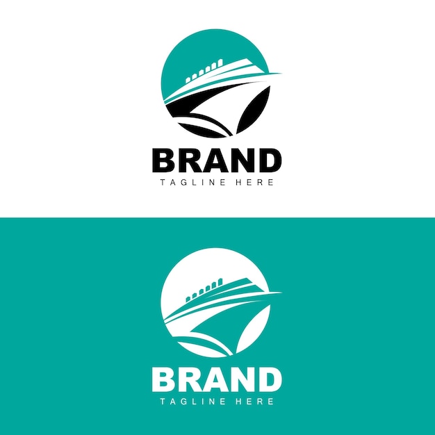 Logotipo De La Nave Vector De Transporte Oceánico Y Logística De Carga De Cruceros Escuela De Vela Lancha Rápida