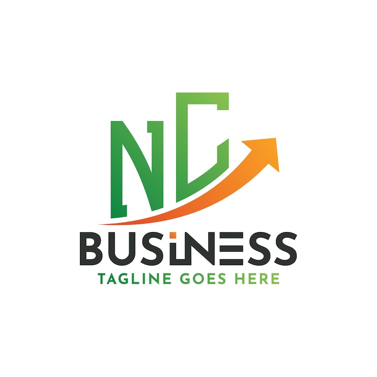 Vector el logotipo de nc finanzas, la carta de nc, el éxito empresarial, la flecha de crecimiento, el éxito financiero, el diseño del logotipo.