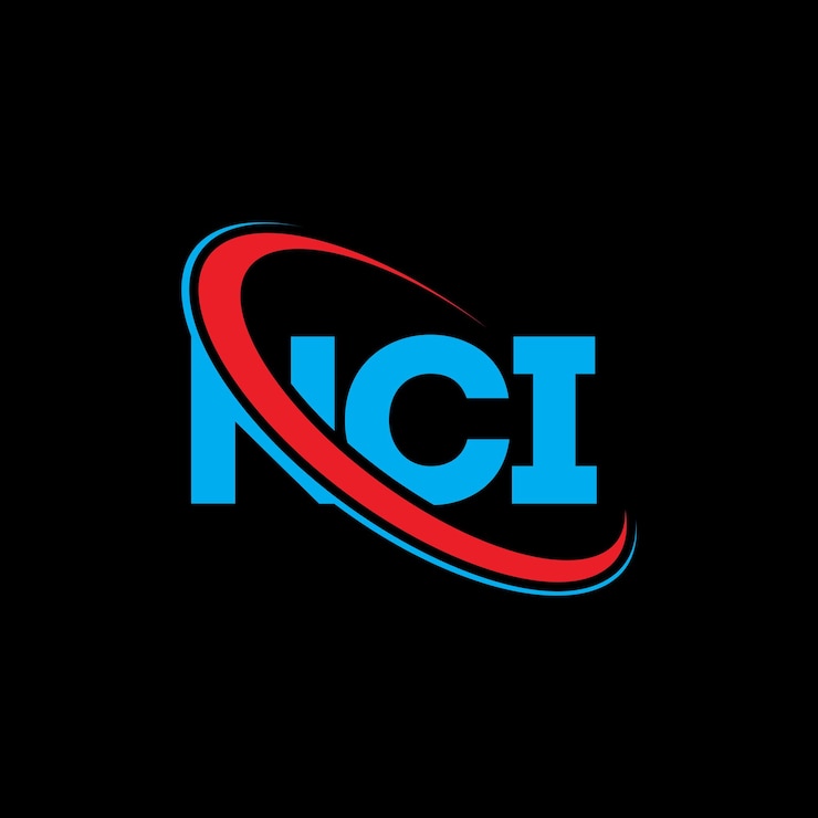 Vector el logotipo nci, la letra nci, el diseño del logotipo de la carta nci, las iniciales, el logotipo del nci vinculado con un círculo y un monograma en mayúsculas, la tipografía del nci para el negocio tecnológico y la marca inmobiliaria.