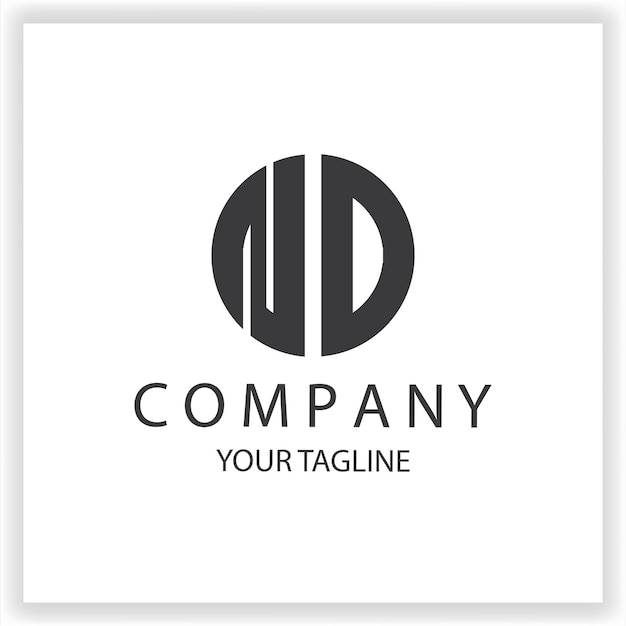 El logotipo ND monograma sencillo y moderno círculo de color negro plantilla de diseño de vector elegante premium eps 10