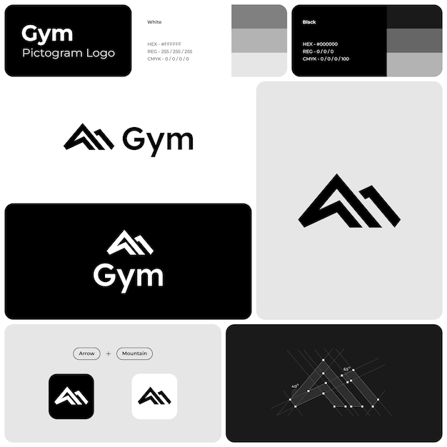 Logotipo de negocio de línea monocromática del club de salud Icono simple de la parte superior de la montaña Nombre de marca Valor de negocio de desarrollo propio Elemento de diseño Identidad visual Font Lexend utilizado Adequado para promoción de marketing
