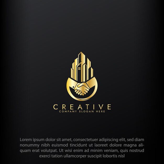 logotipo de negocio de propiedad con vector de apretón de manos