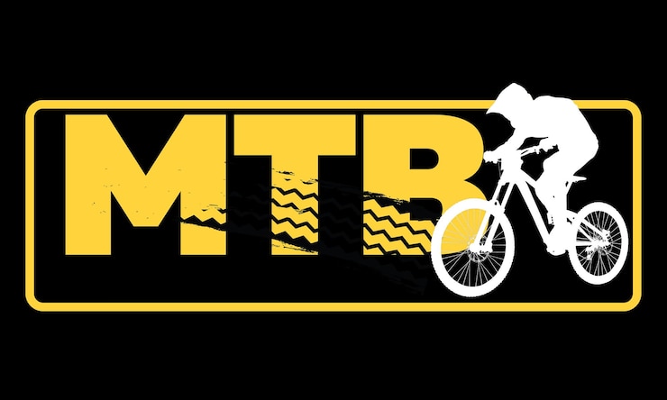Vector un logotipo negro y amarillo con una bicicleta y la palabra metro en él