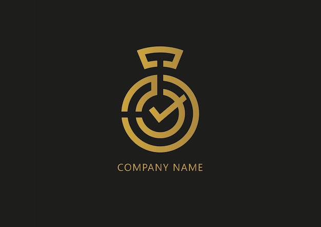 Un logotipo negro y dorado con el símbolo de una empresa.