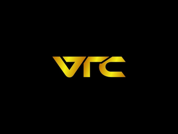 Vector logotipo negro y dorado con el título 'vtc'