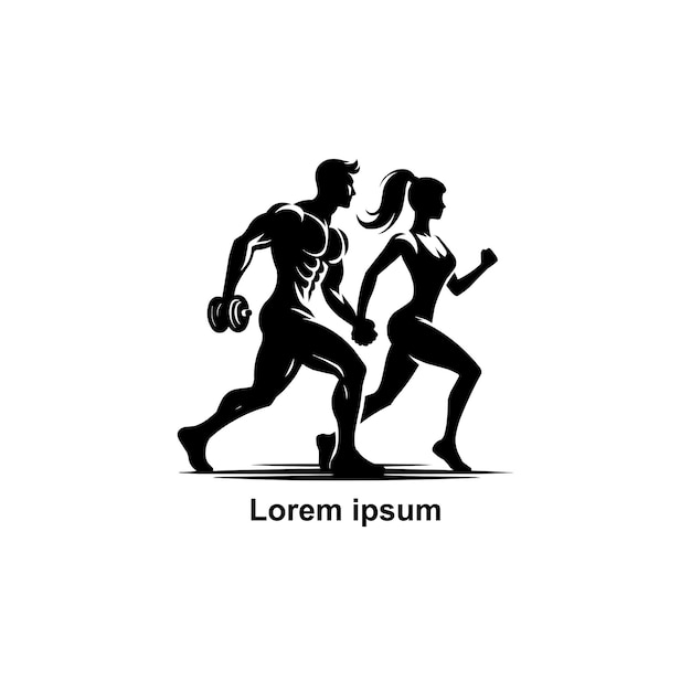 un logotipo negro de fitness para hombres y mujeres sobre un fondo blanco