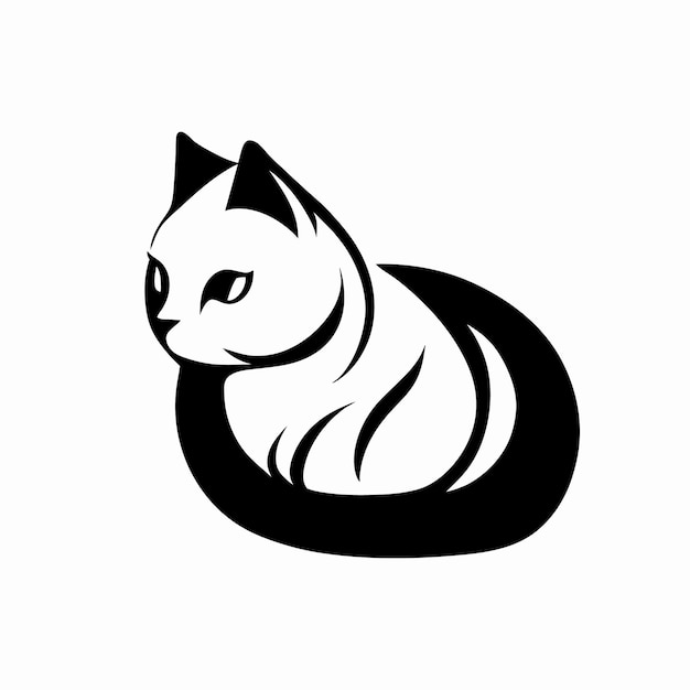 Logotipo negro de gato Ilustración de vector de gato Gato de dibujos animados lindo