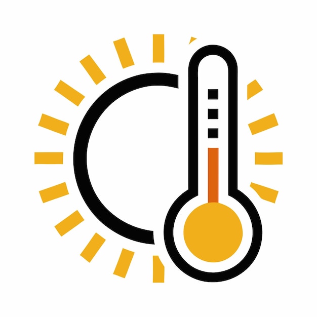 un logotipo negro y naranja con la ilustración del vector de temperatura de la palabra