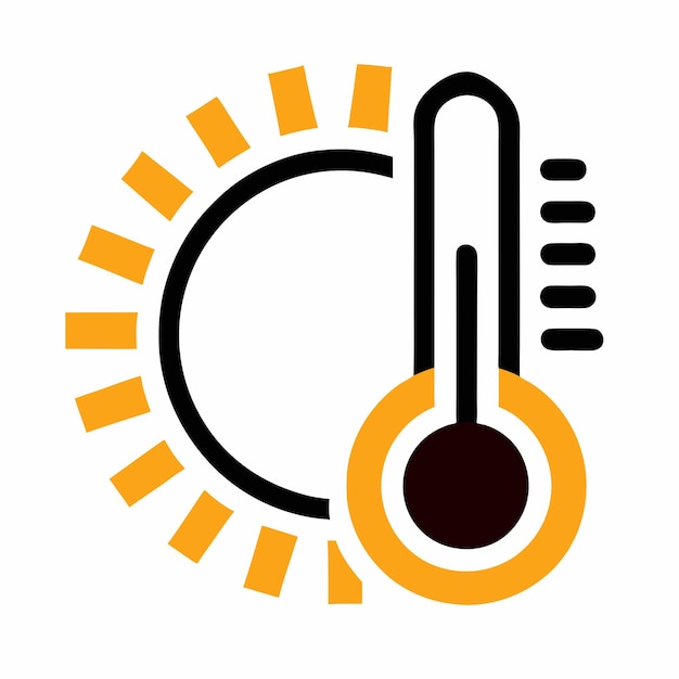un logotipo negro y naranja con la ilustración del vector de temperatura de la palabra