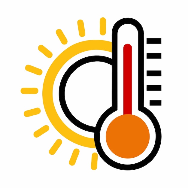 un logotipo negro y naranja con la ilustración del vector de temperatura de la palabra