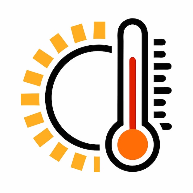un logotipo negro y naranja con la ilustración del vector de temperatura de la palabra