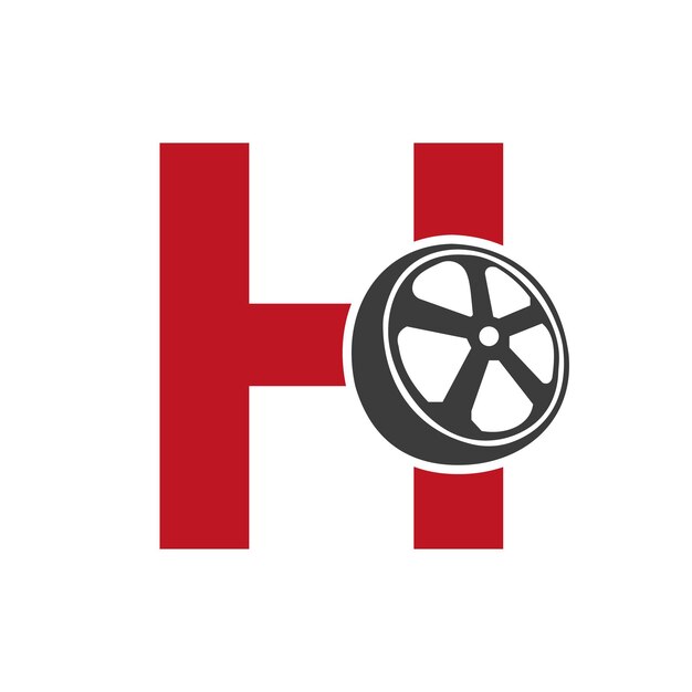 Logotipo de neumático en la letra H Símbolo de automóvil Iconas de neumáticos Vector plantilla