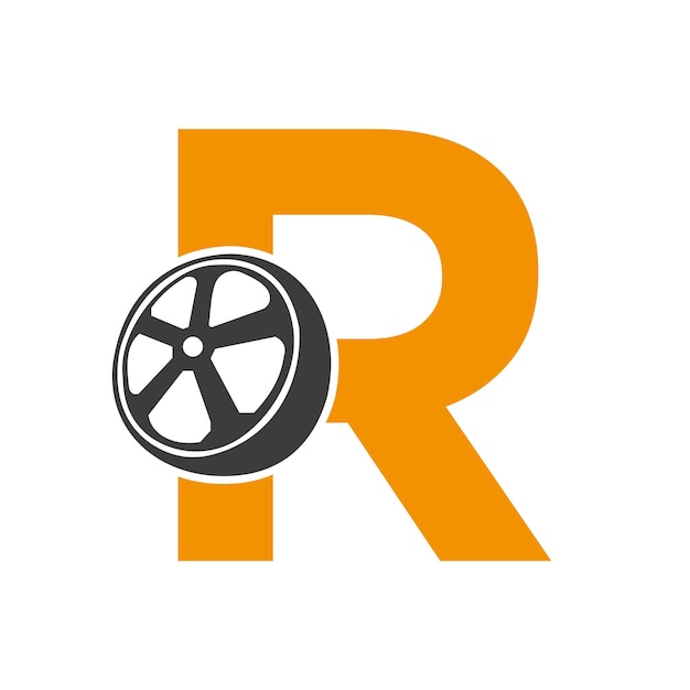 Logotipo de neumático en la letra R Símbolo de automóvil Iconas de neumáticos Vector plantilla