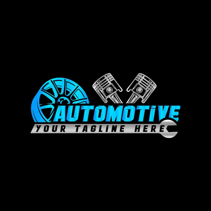 Vector logotipo de neumático silueta de coche logotipo de reparación de neumáticos y automóviles logotipo de pistón plantilla de vector de diseño de logotipo de coche