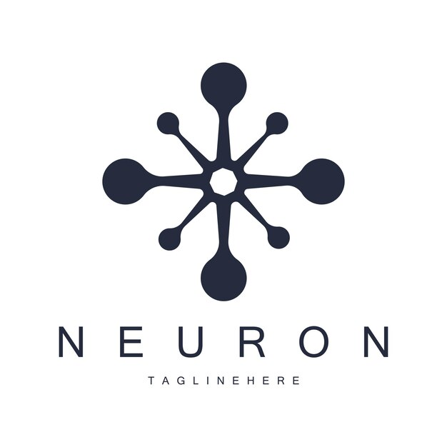 El logotipo de la neurona o de la célula nerviosa del cerebro diseño de plantilla icona de la molécula de átomo logo de la célula cerebral