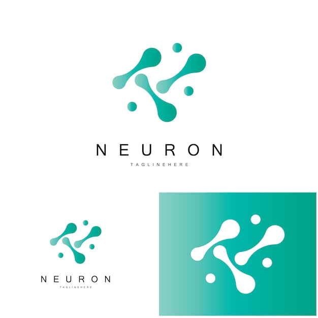 El logotipo de la neurona o de la célula nerviosa del cerebro diseño de plantilla icona de la molécula de átomo logo de la célula cerebral