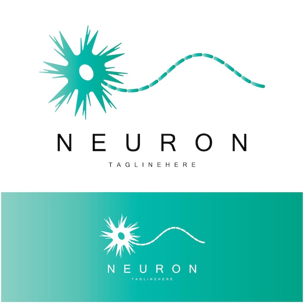 El logotipo de la neurona o de la célula nerviosa del cerebro diseño de plantilla icona de la molécula de átomo logo de la célula cerebral