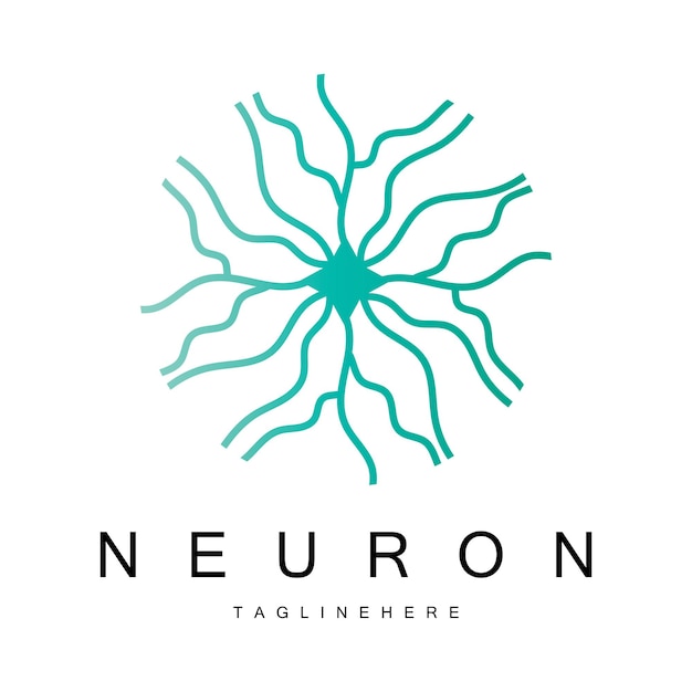 El logotipo de la neurona o de la célula nerviosa del cerebro diseño de plantilla icona de la molécula de átomo logo de la célula cerebral