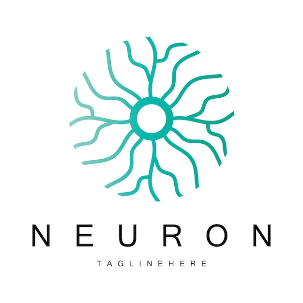 El logotipo de la neurona o de la célula nerviosa del cerebro diseño de plantilla icona de la molécula de átomo logo de la célula cerebral