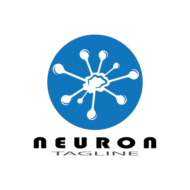 Logotipo de neurona o icono de plantilla de ilustración de diseño de logotipo de célula nerviosa con concepto de vector