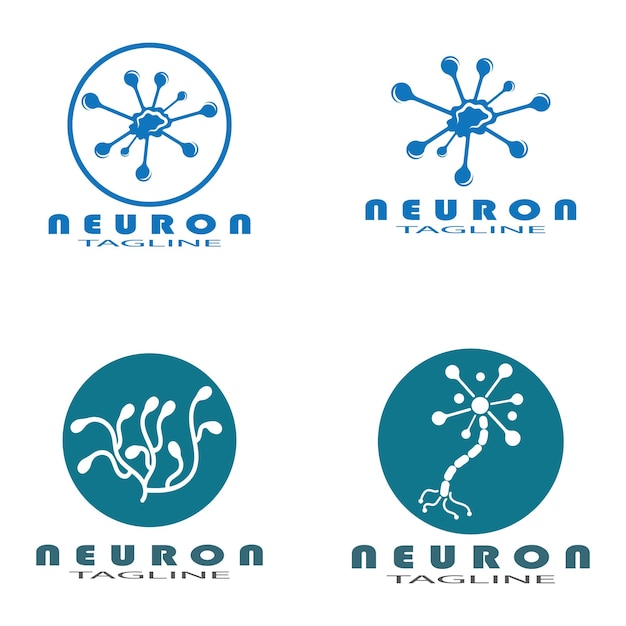 Logotipo de neurona o icono de plantilla de ilustración de diseño de logotipo de célula nerviosa con concepto de vector